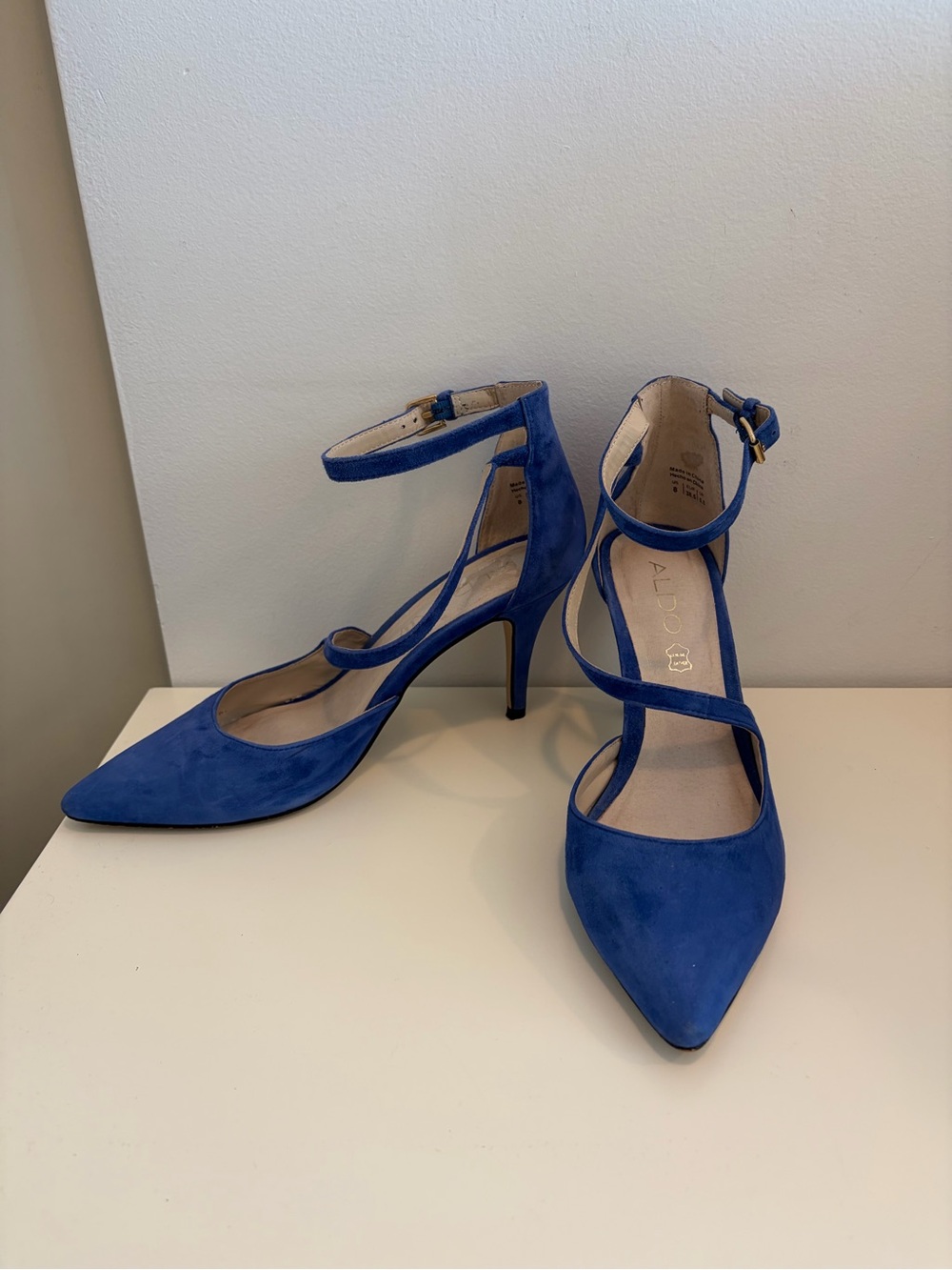 Aldo Blue Strappy Ankle Strap High Heels - Picture 3 of 8